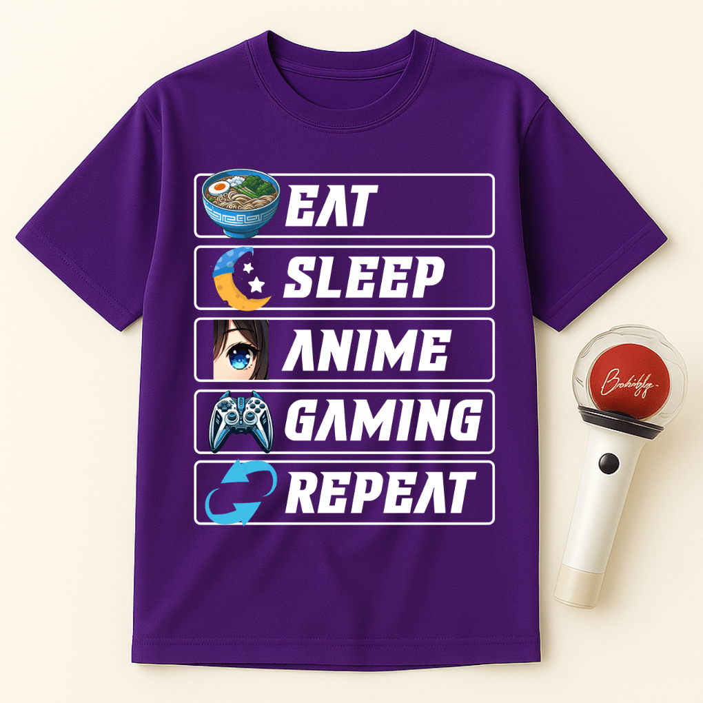 EAT SLEEP ANIME GAMING REPEAT UNISEX T-SHIRT