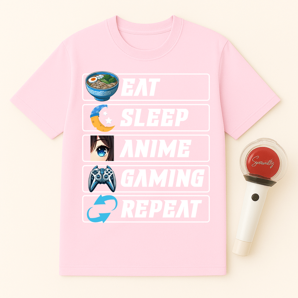 EAT SLEEP ANIME GAMING REPEAT UNISEX T-SHIRT