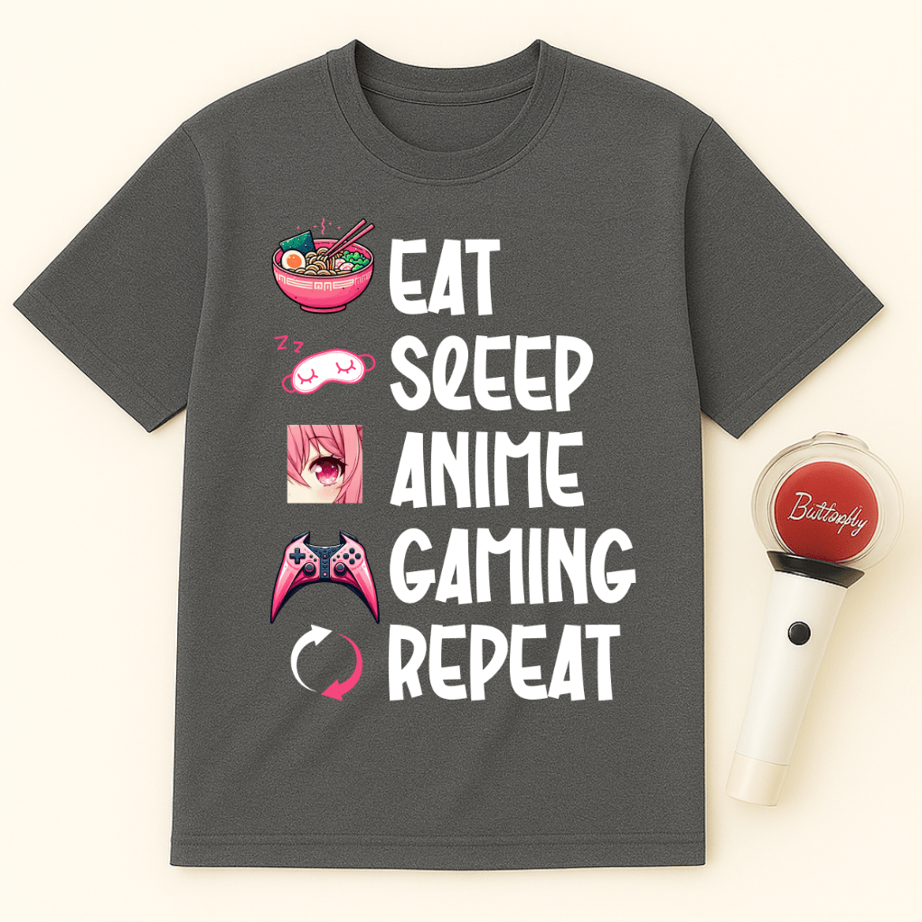 EAT SLEEP ANIME GAMING REPEAT UNISEX T-SHIRT