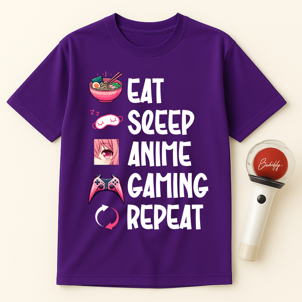 EAT SLEEP ANIME GAMING REPEAT UNISEX T-SHIRT