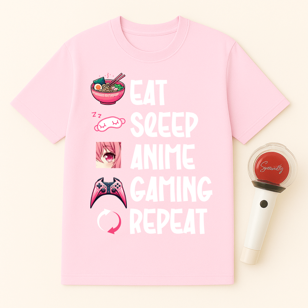 EAT SLEEP ANIME GAMING REPEAT UNISEX T-SHIRT
