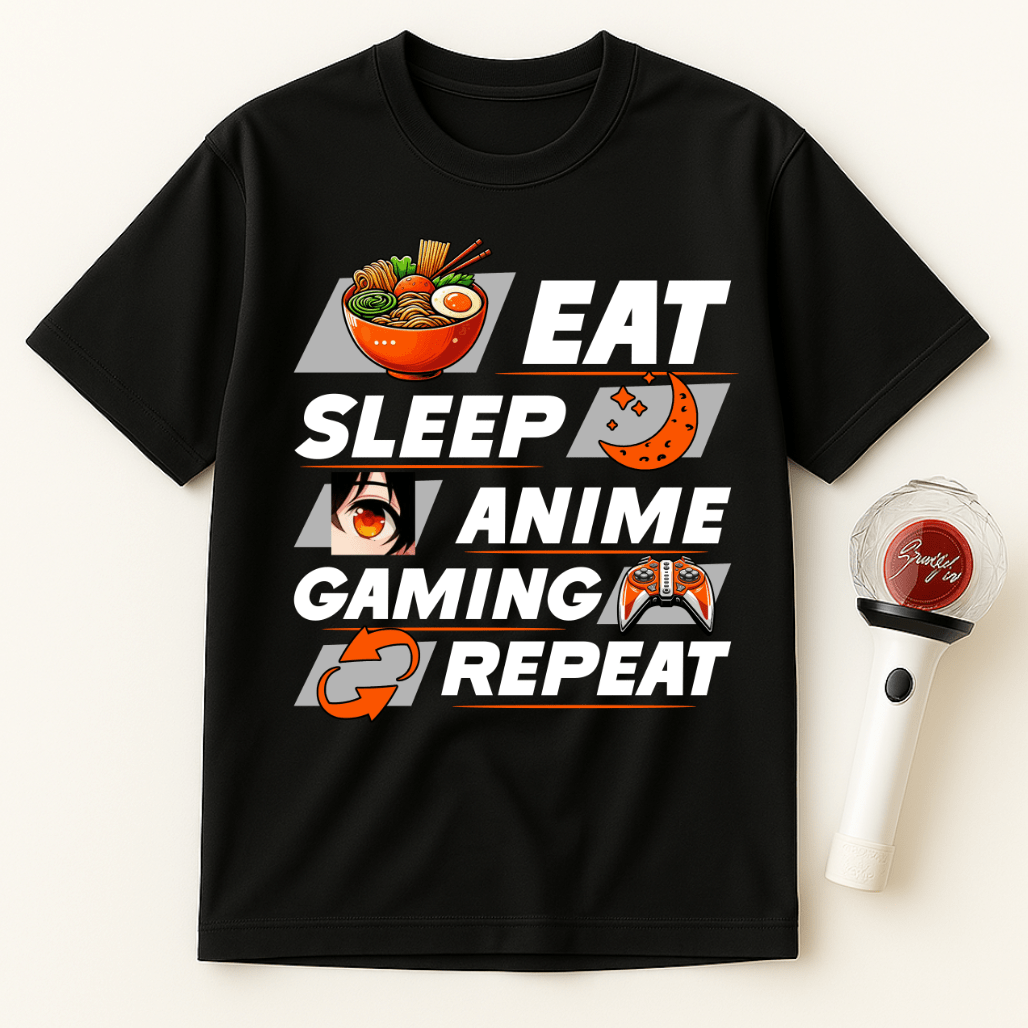 EAT SLEEP ANIME GAMING REPEAT UNISEX T-SHIRT