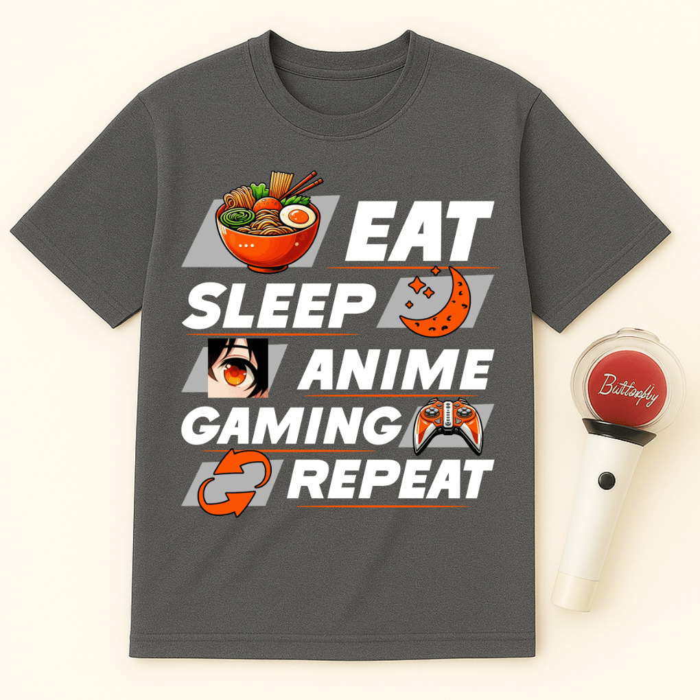 EAT SLEEP ANIME GAMING REPEAT UNISEX T-SHIRT