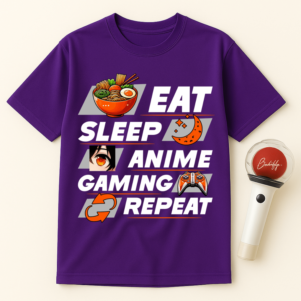 EAT SLEEP ANIME GAMING REPEAT UNISEX T-SHIRT