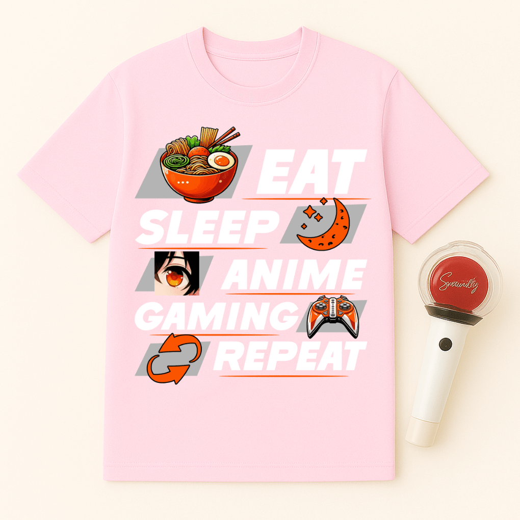 EAT SLEEP ANIME GAMING REPEAT UNISEX T-SHIRT