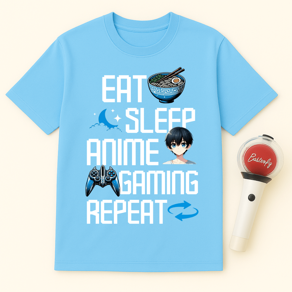 EAT SLEEP ANIME GAMING REPEAT UNISEX T-SHIRT