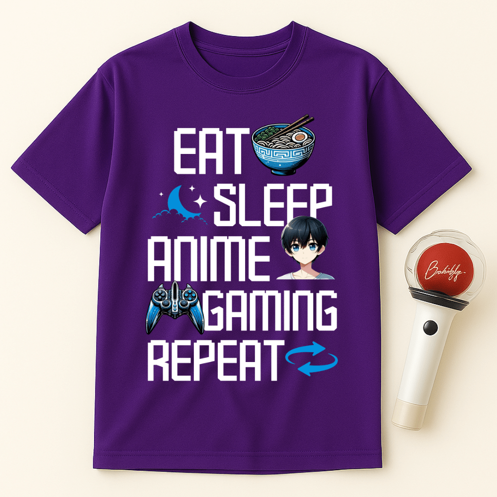 EAT SLEEP ANIME GAMING REPEAT UNISEX T-SHIRT