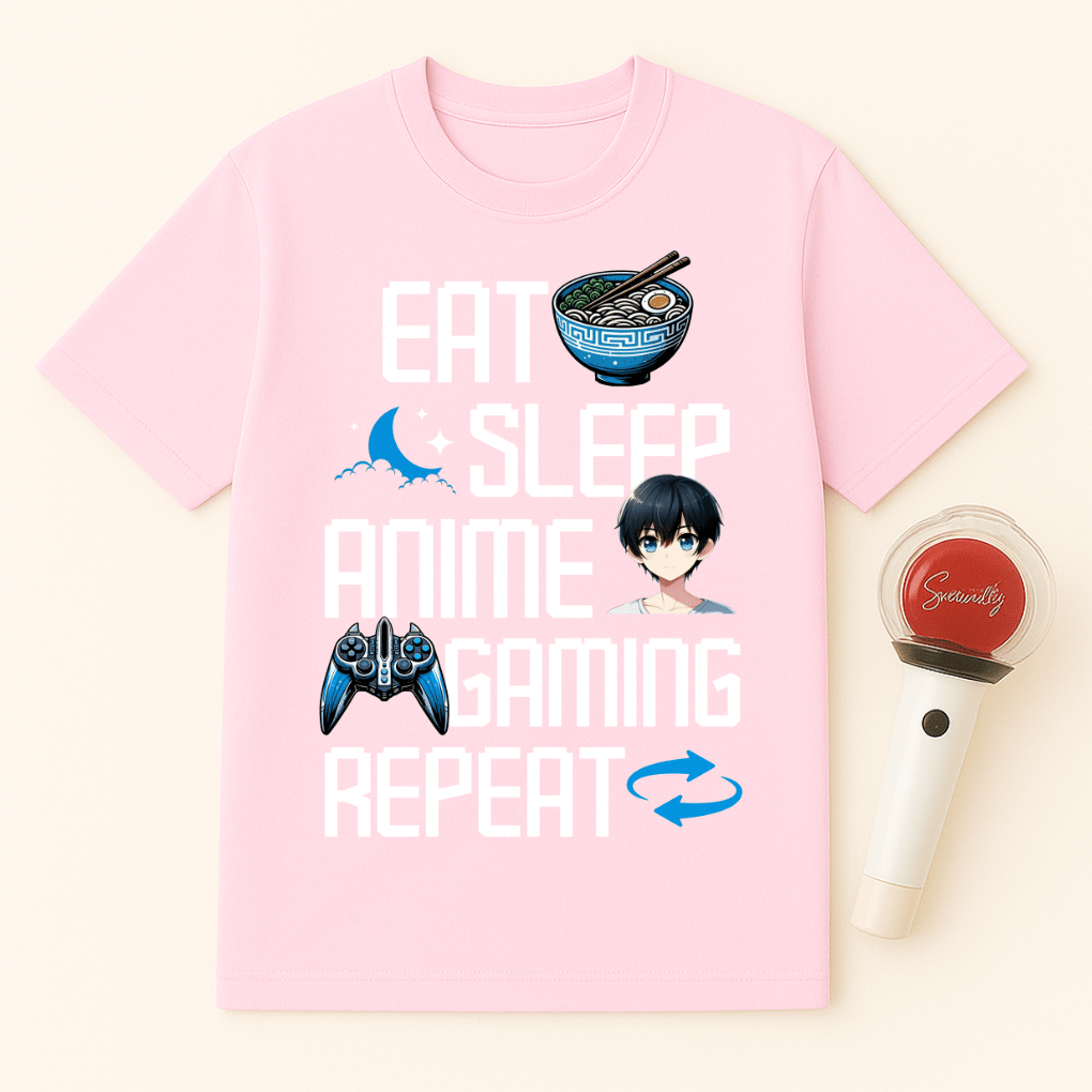 EAT SLEEP ANIME GAMING REPEAT UNISEX T-SHIRT