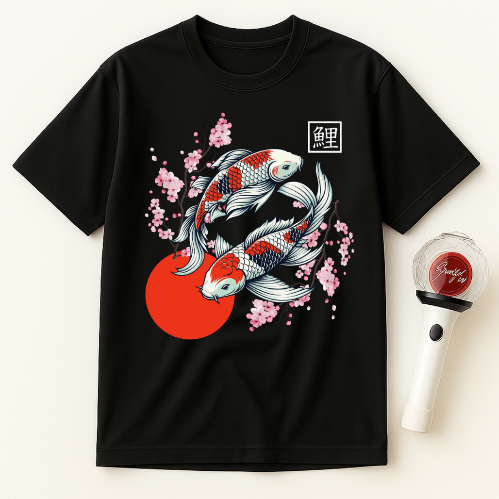 JAPANESE KOI FISH CHERRY BLOSSOMS UNISEX T-SHIRT