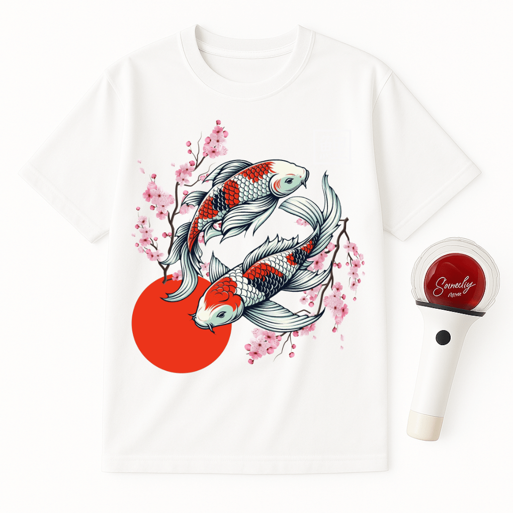 JAPANESE KOI FISH CHERRY BLOSSOMS UNISEX T-SHIRT