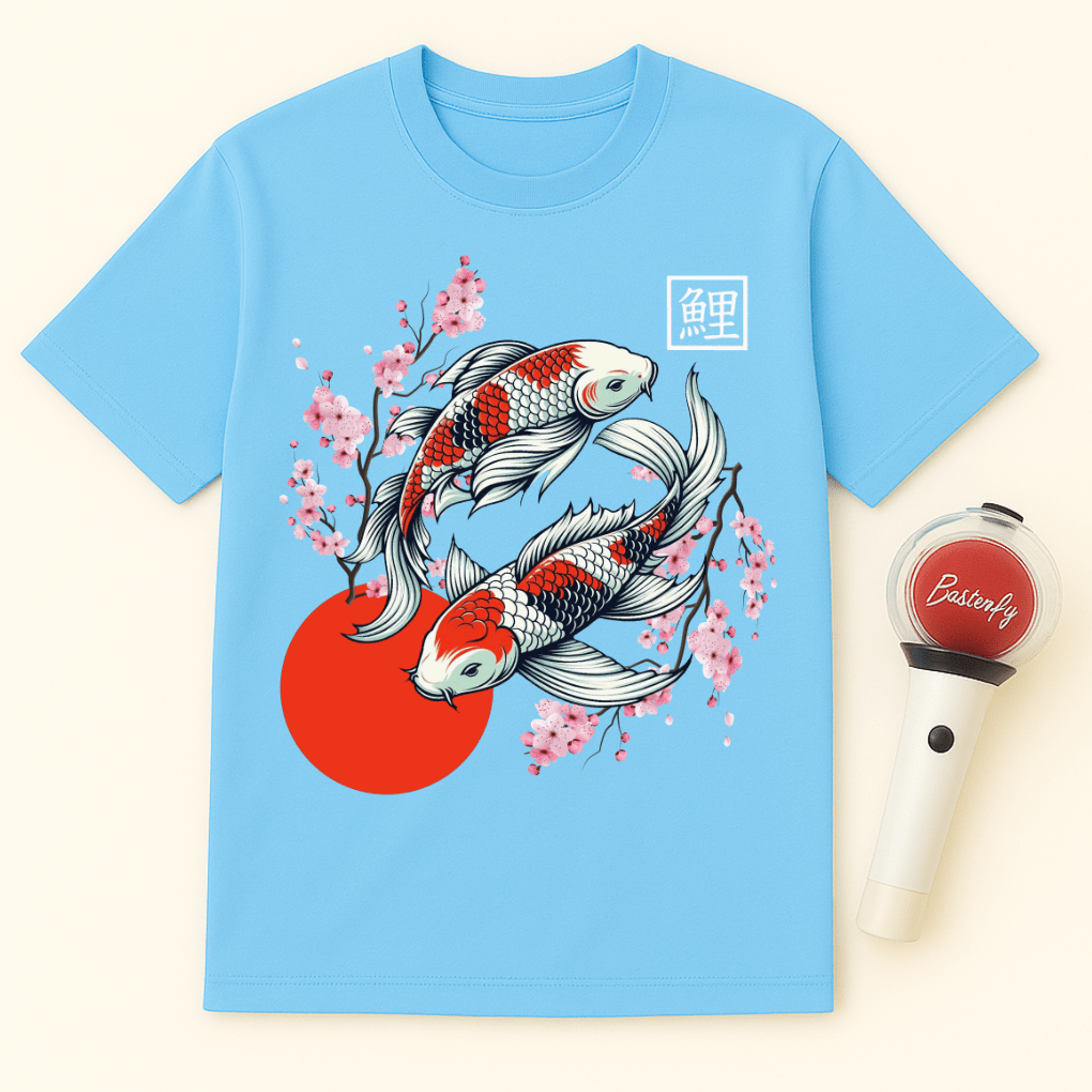 JAPANESE KOI FISH CHERRY BLOSSOMS UNISEX T-SHIRT