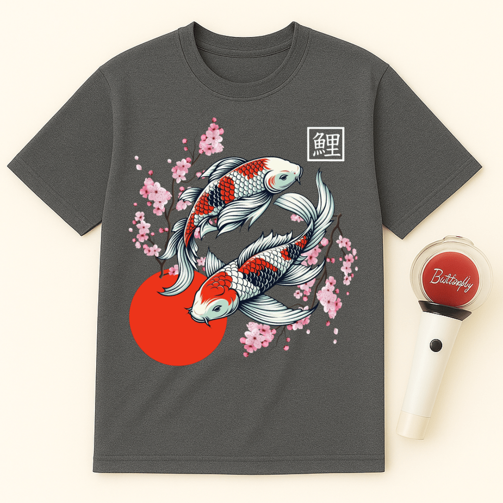 JAPANESE KOI FISH CHERRY BLOSSOMS UNISEX T-SHIRT