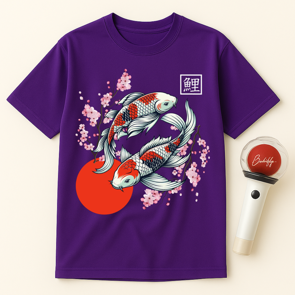 JAPANESE KOI FISH CHERRY BLOSSOMS UNISEX T-SHIRT