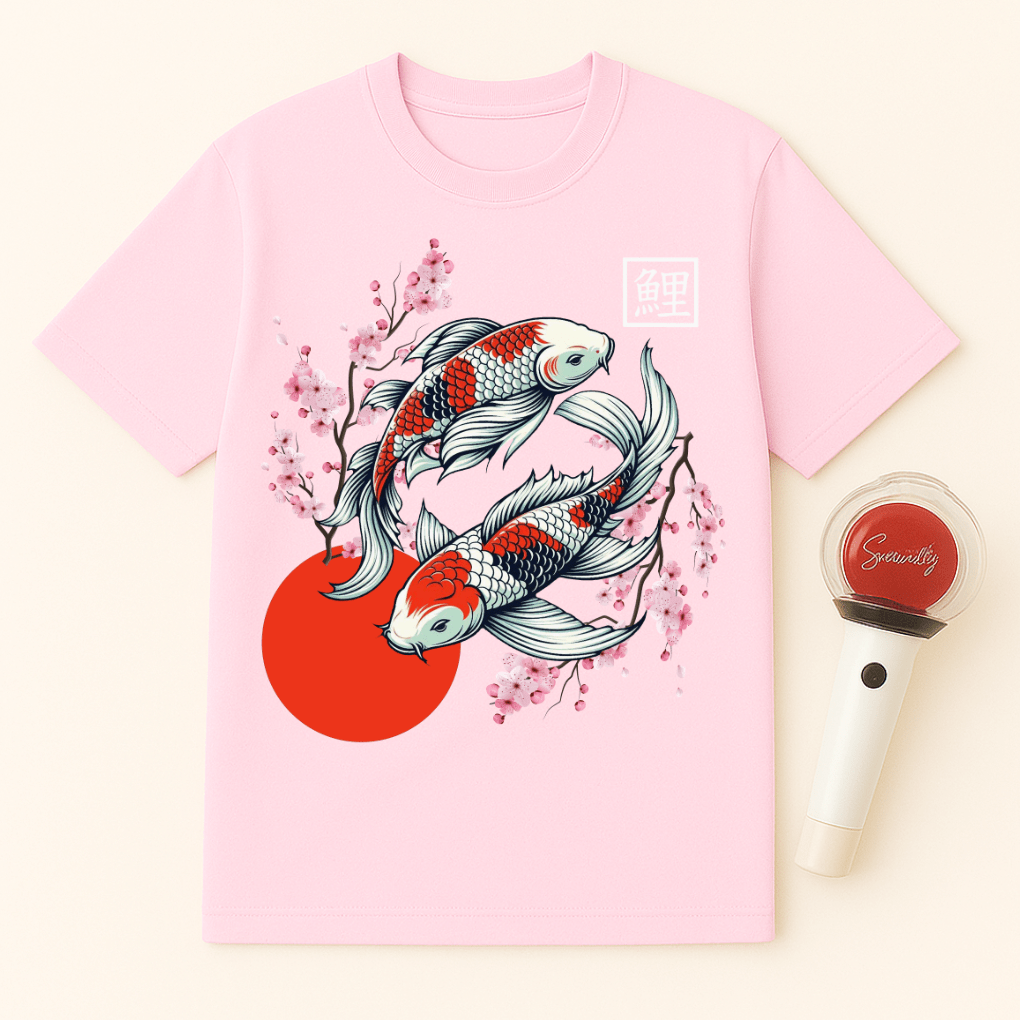 JAPANESE KOI FISH CHERRY BLOSSOMS UNISEX T-SHIRT