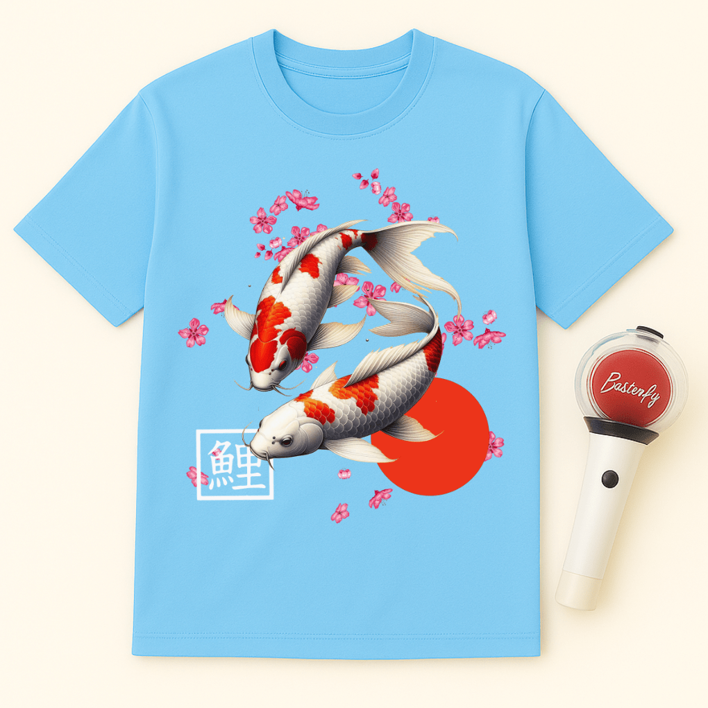JAPANESE KOI FISH SAKURA BLOSSOMS UNISEX T-SHIRT