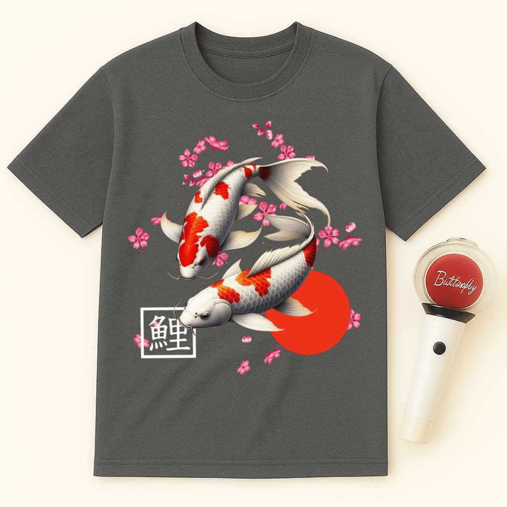 JAPANESE KOI FISH SAKURA BLOSSOMS UNISEX T-SHIRT