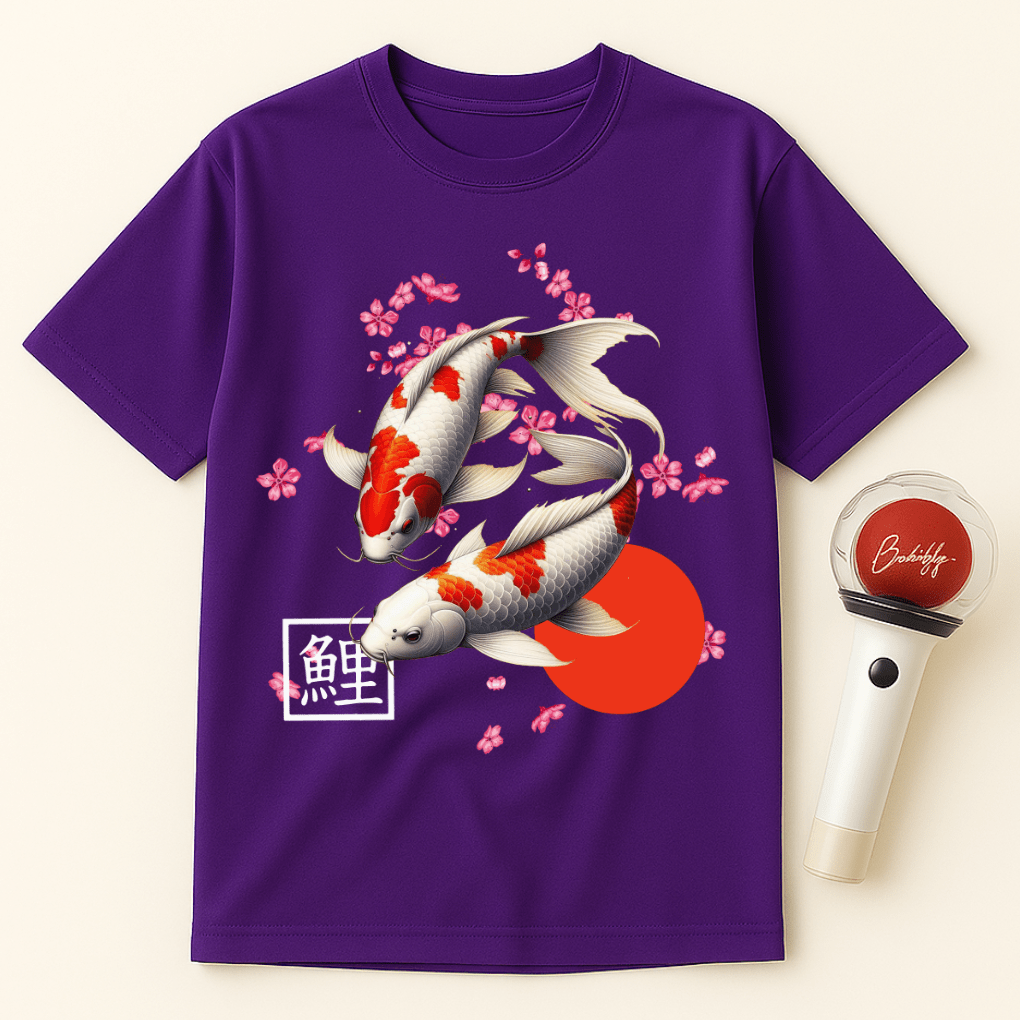JAPANESE KOI FISH SAKURA BLOSSOMS UNISEX T-SHIRT