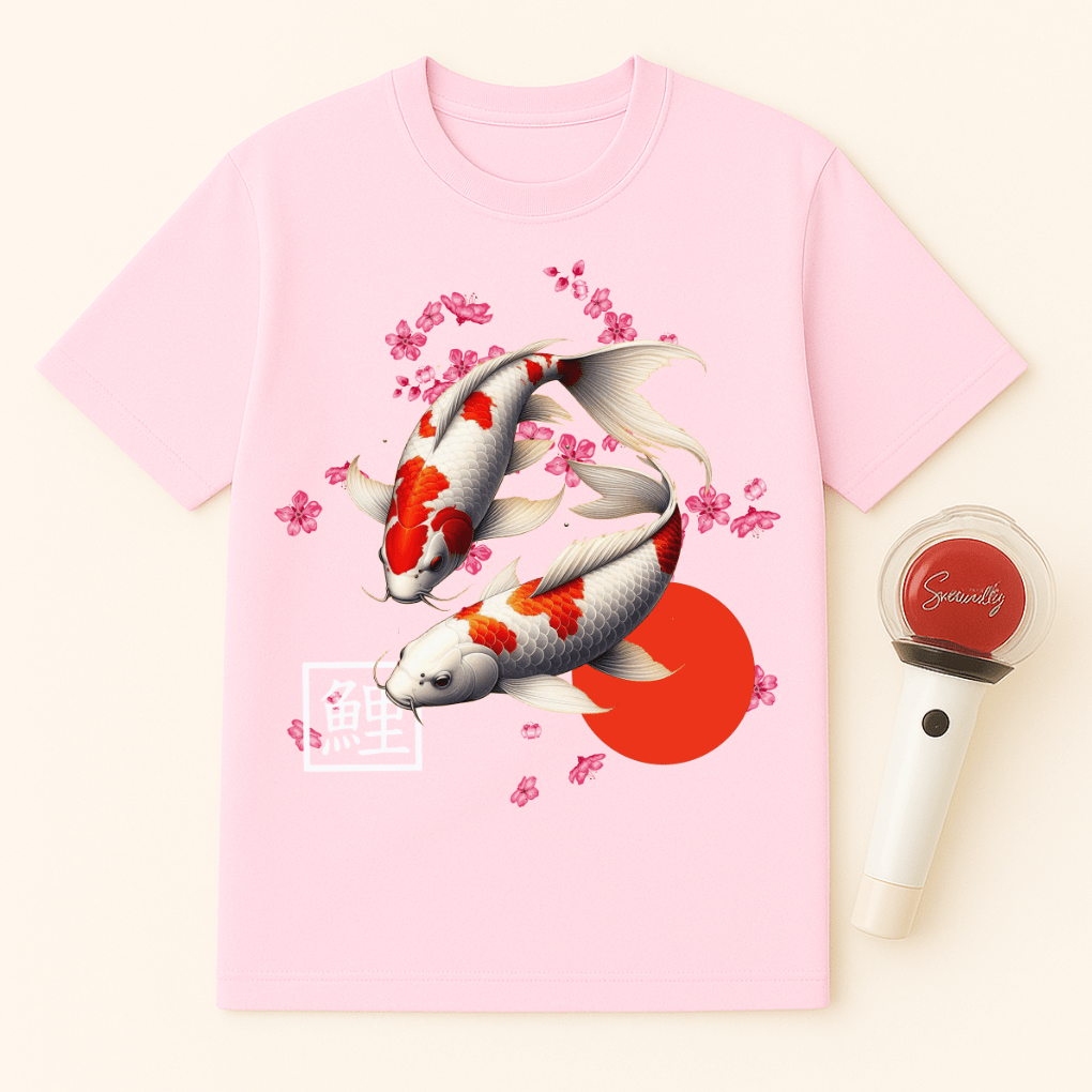 JAPANESE KOI FISH SAKURA BLOSSOMS UNISEX T-SHIRT