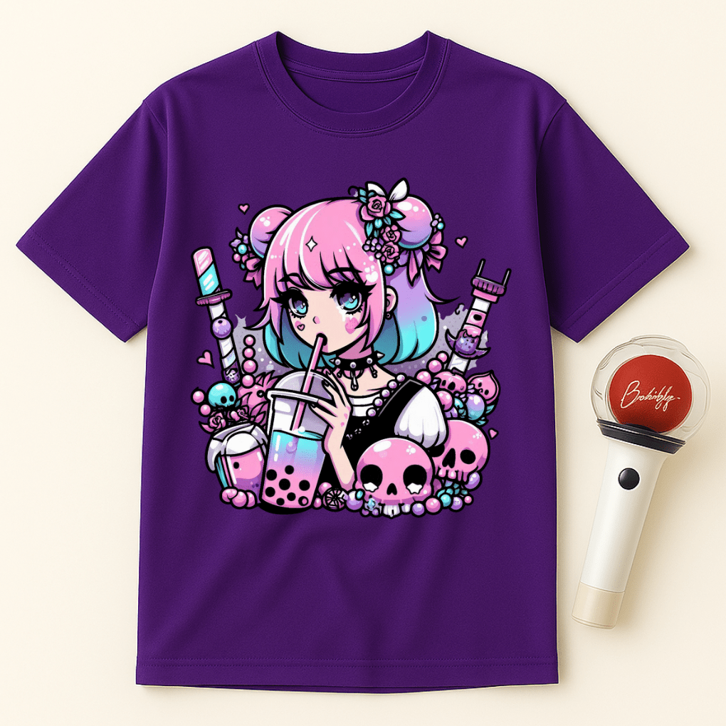 PASTEL GOTH GIRL DRINKING BOBA UNISEX T-SHIRT