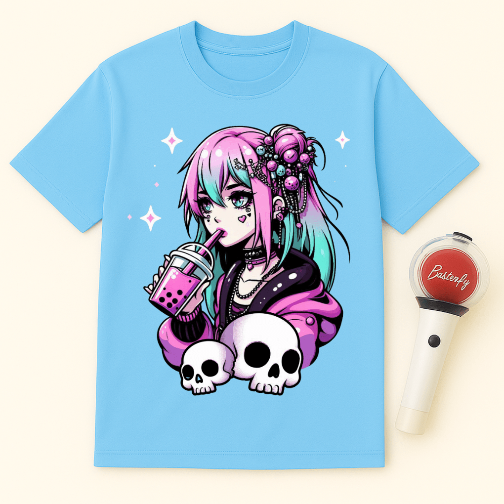 PASTEL GOTH GIRL WITH BOBA TEA UNISEX T-SHIRT