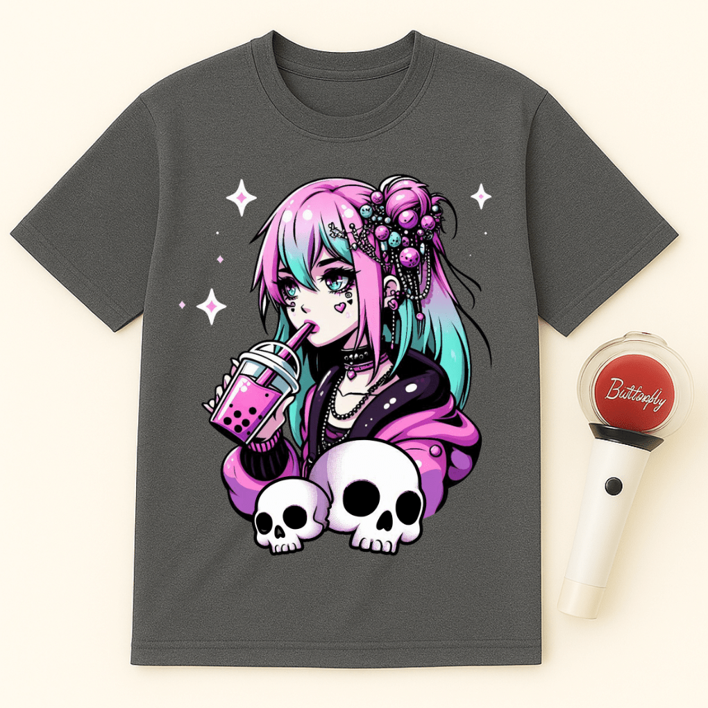 PASTEL GOTH GIRL WITH BOBA TEA UNISEX T-SHIRT