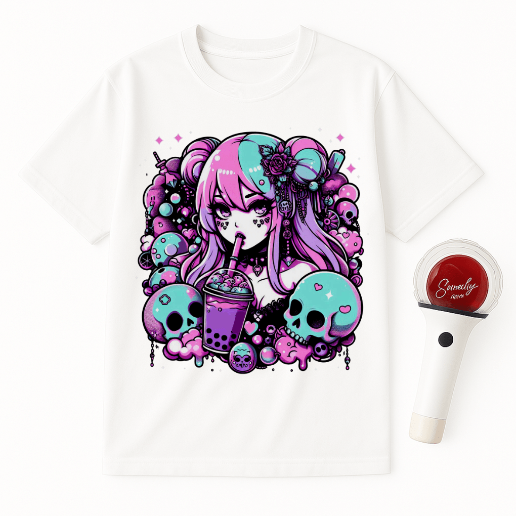 GOTH GIRL BOBA SKULLS UNISEX T-SHIRT