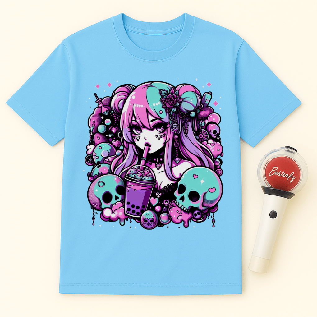 GOTH GIRL BOBA SKULLS UNISEX T-SHIRT
