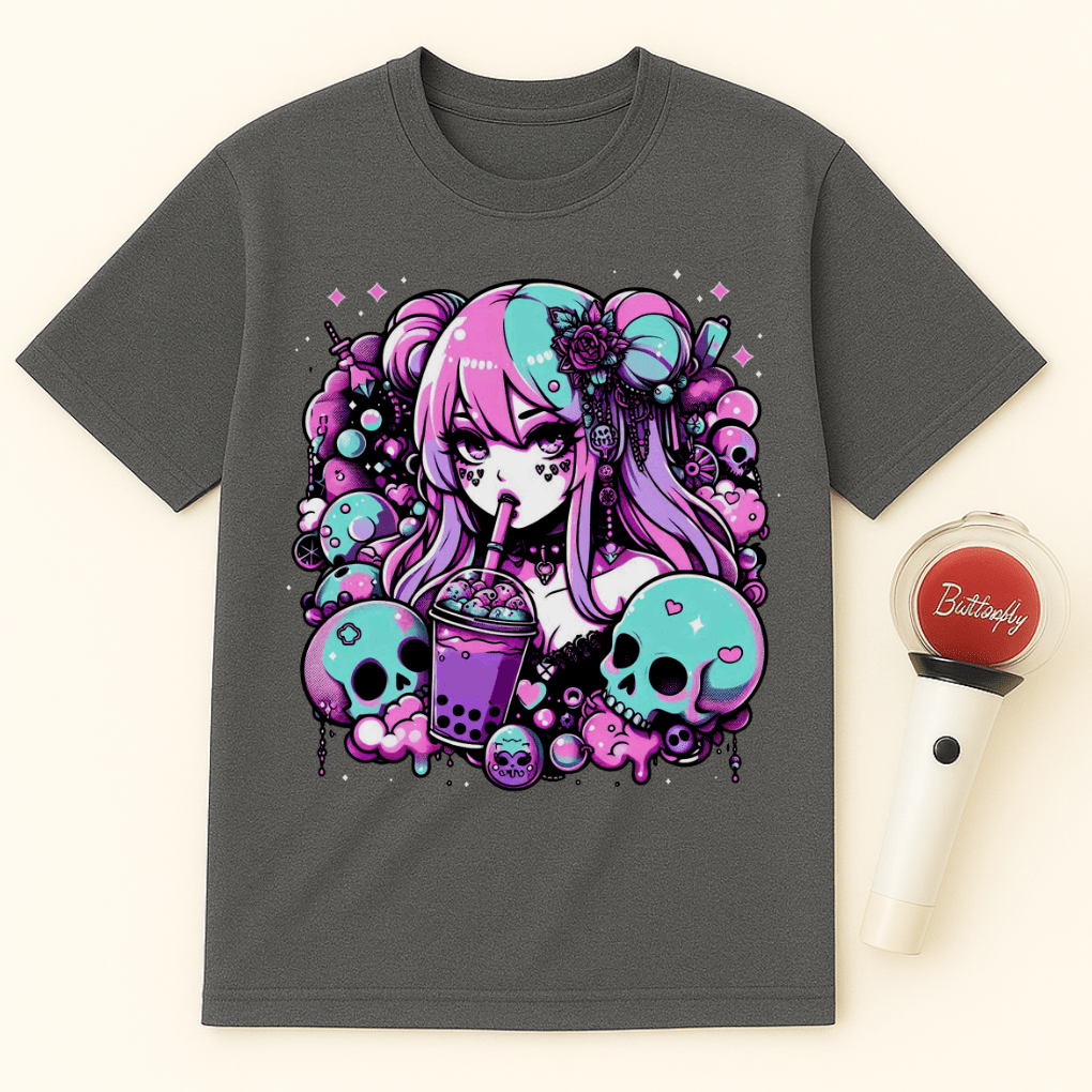 GOTH GIRL BOBA SKULLS UNISEX T-SHIRT