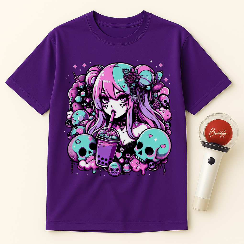 GOTH GIRL BOBA SKULLS UNISEX T-SHIRT