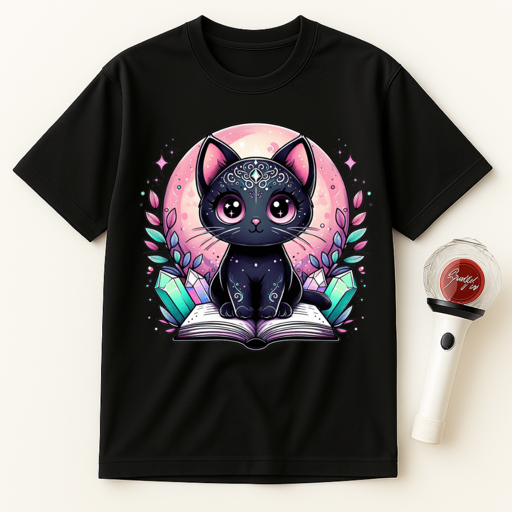 BLACK CAT CRYSTALS BOOK UNISEX T-SHIRT