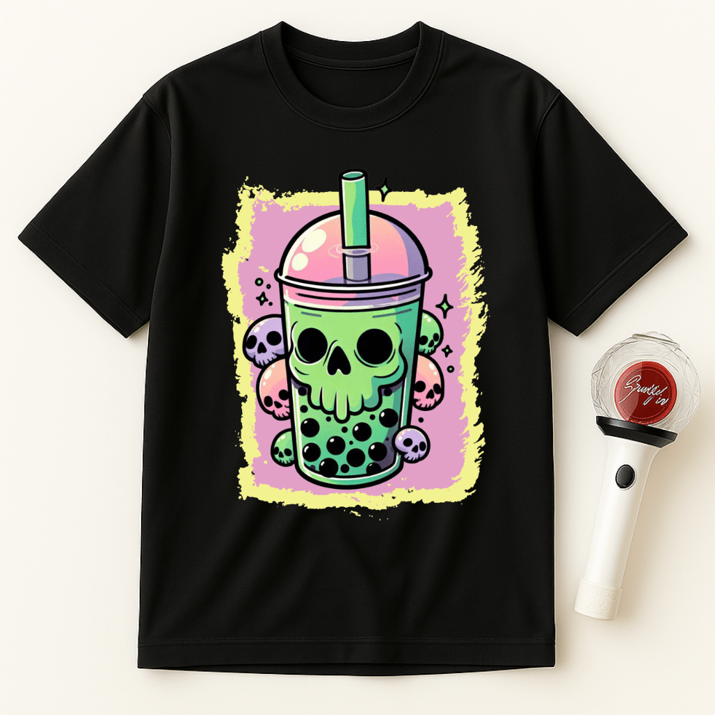 PASTEL GOTH SKULL BOBA TEA UNISEX T-SHIRT