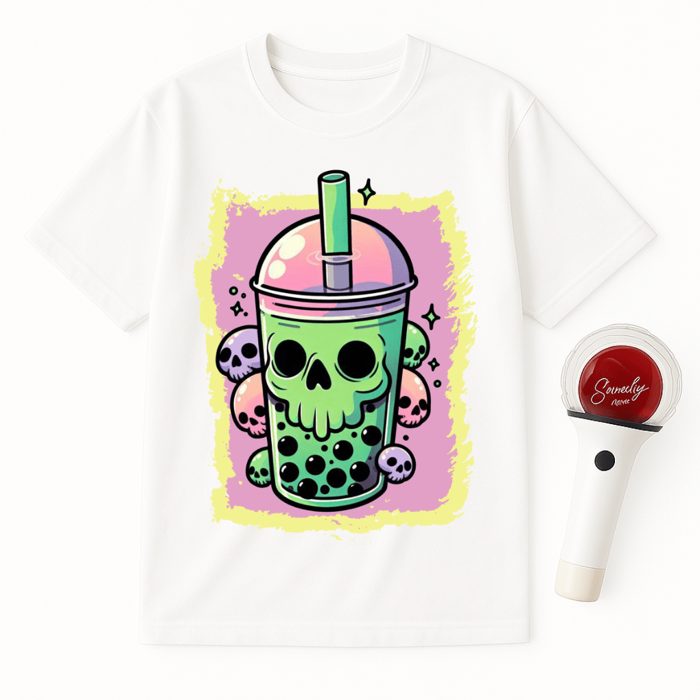 PASTEL GOTH SKULL BOBA TEA UNISEX T-SHIRT