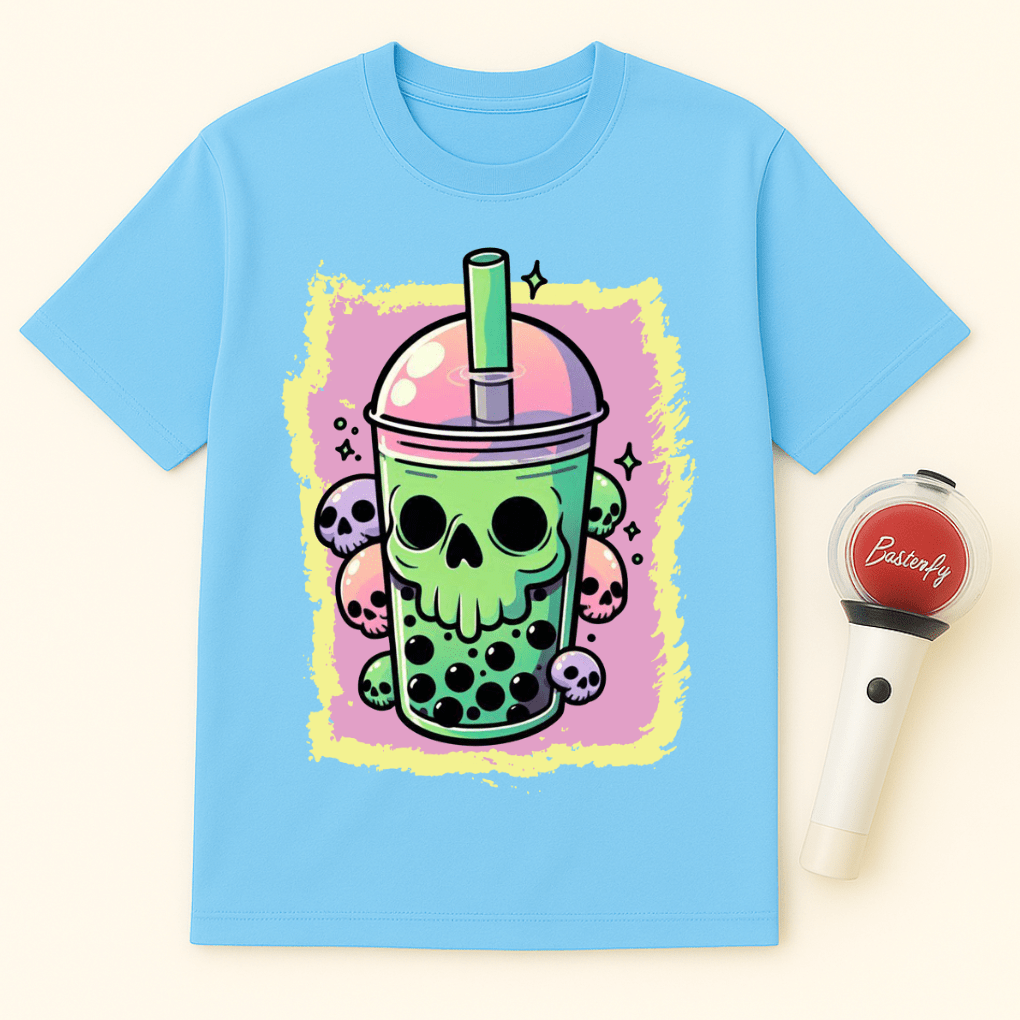 PASTEL GOTH SKULL BOBA TEA UNISEX T-SHIRT