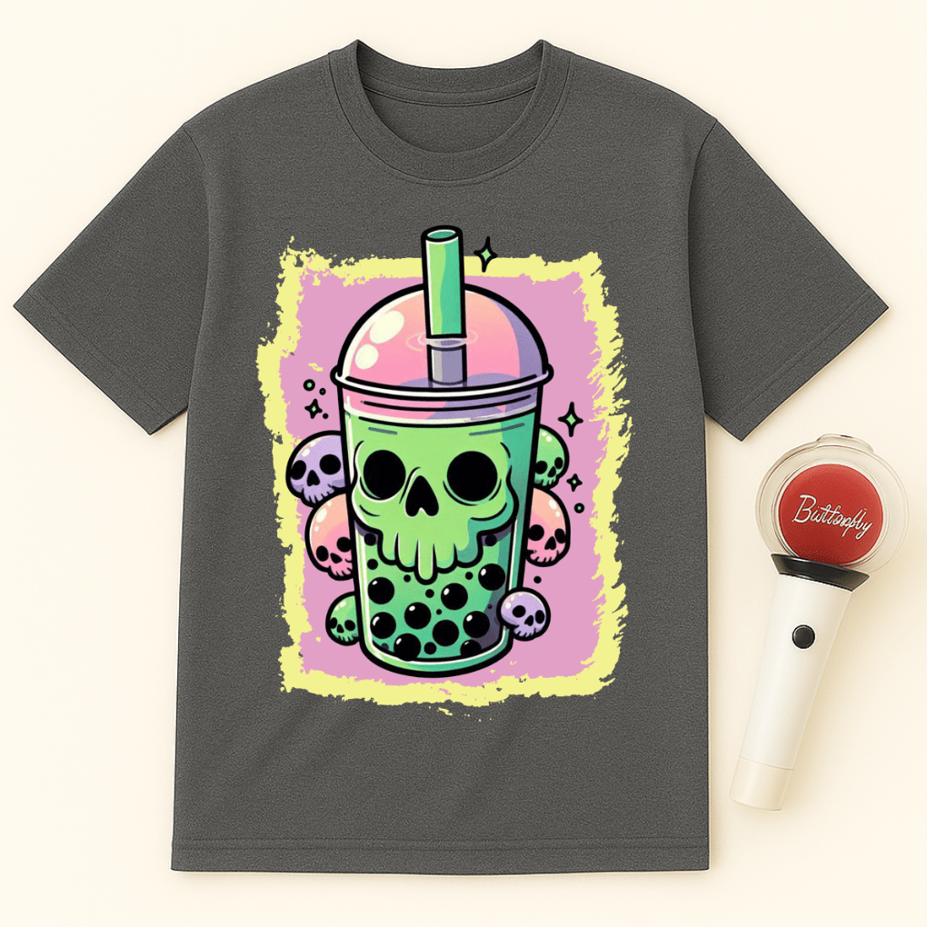 PASTEL GOTH SKULL BOBA TEA UNISEX T-SHIRT