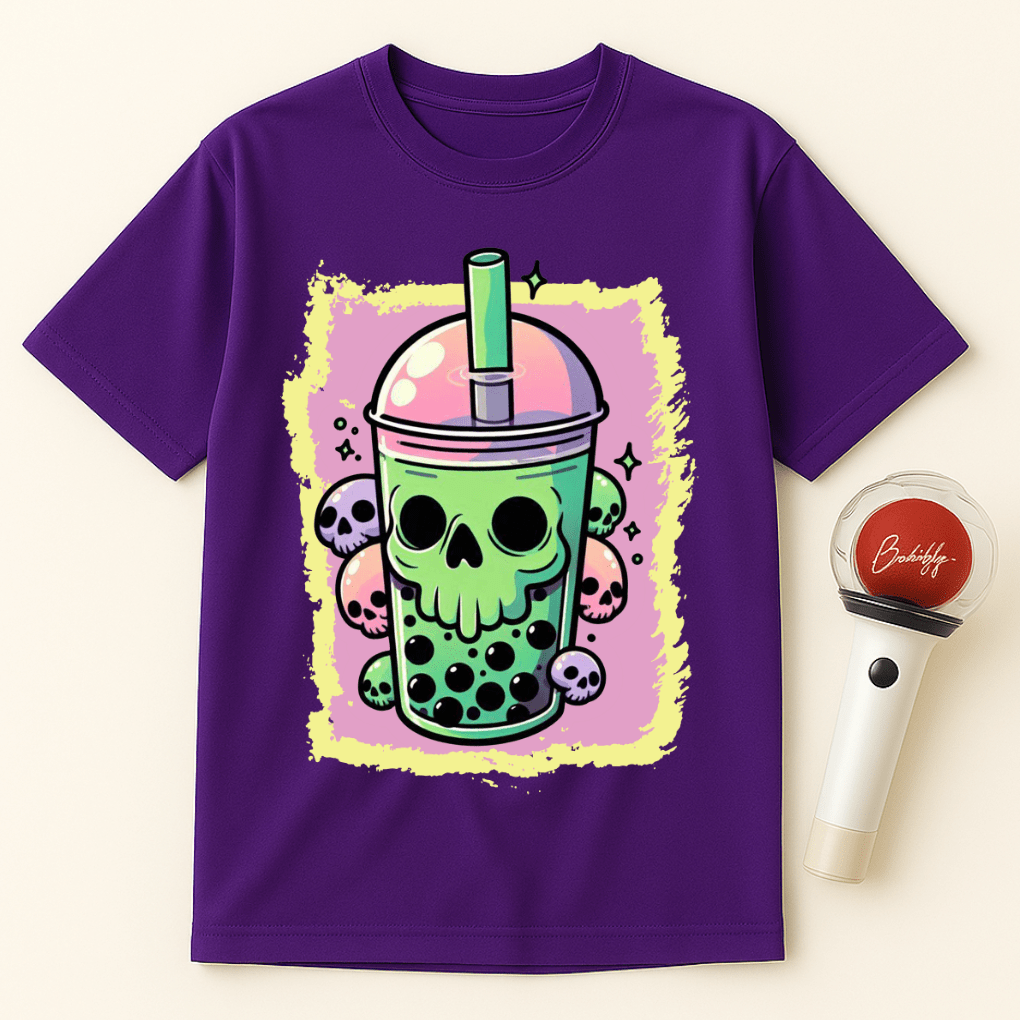 PASTEL GOTH SKULL BOBA TEA UNISEX T-SHIRT