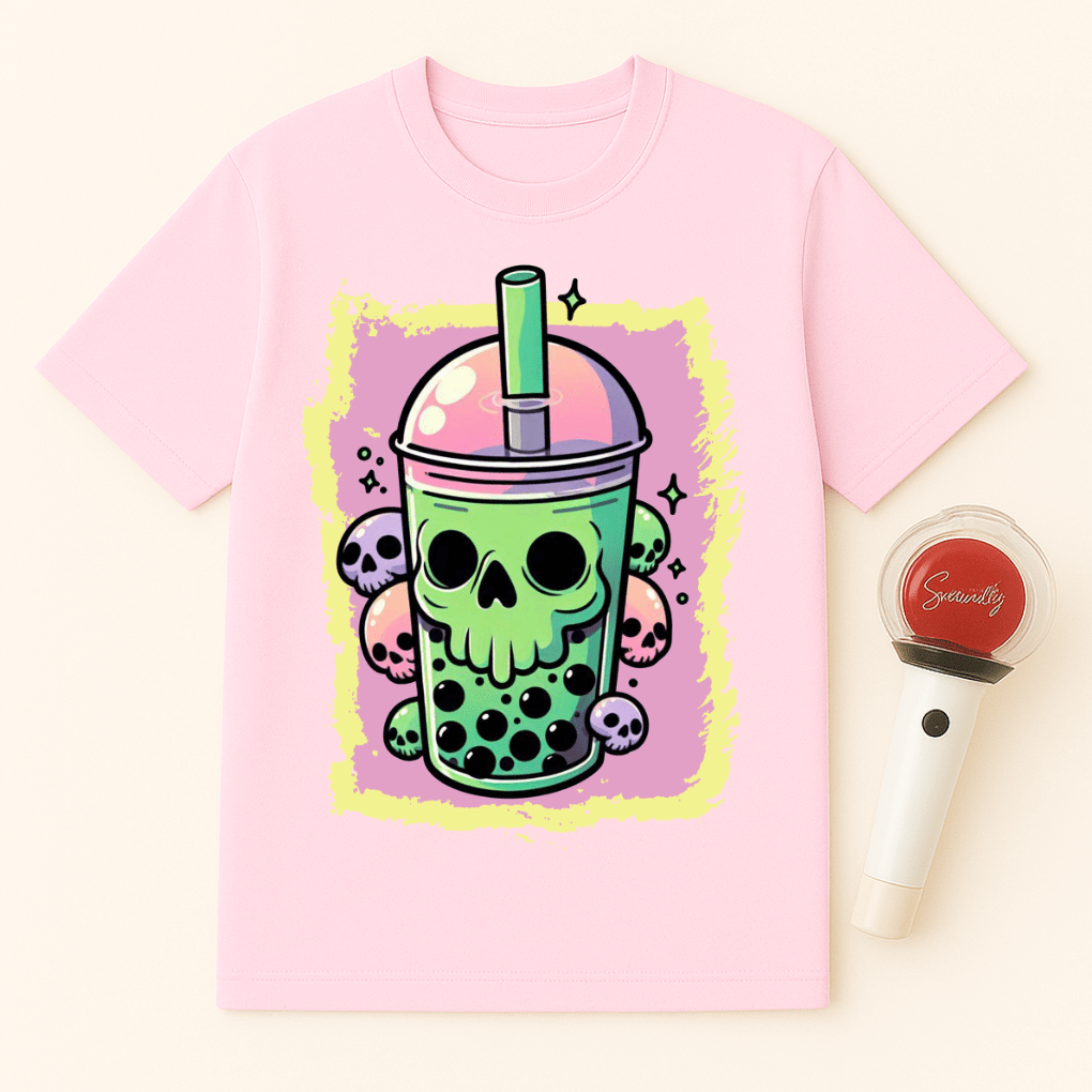 PASTEL GOTH SKULL BOBA TEA UNISEX T-SHIRT