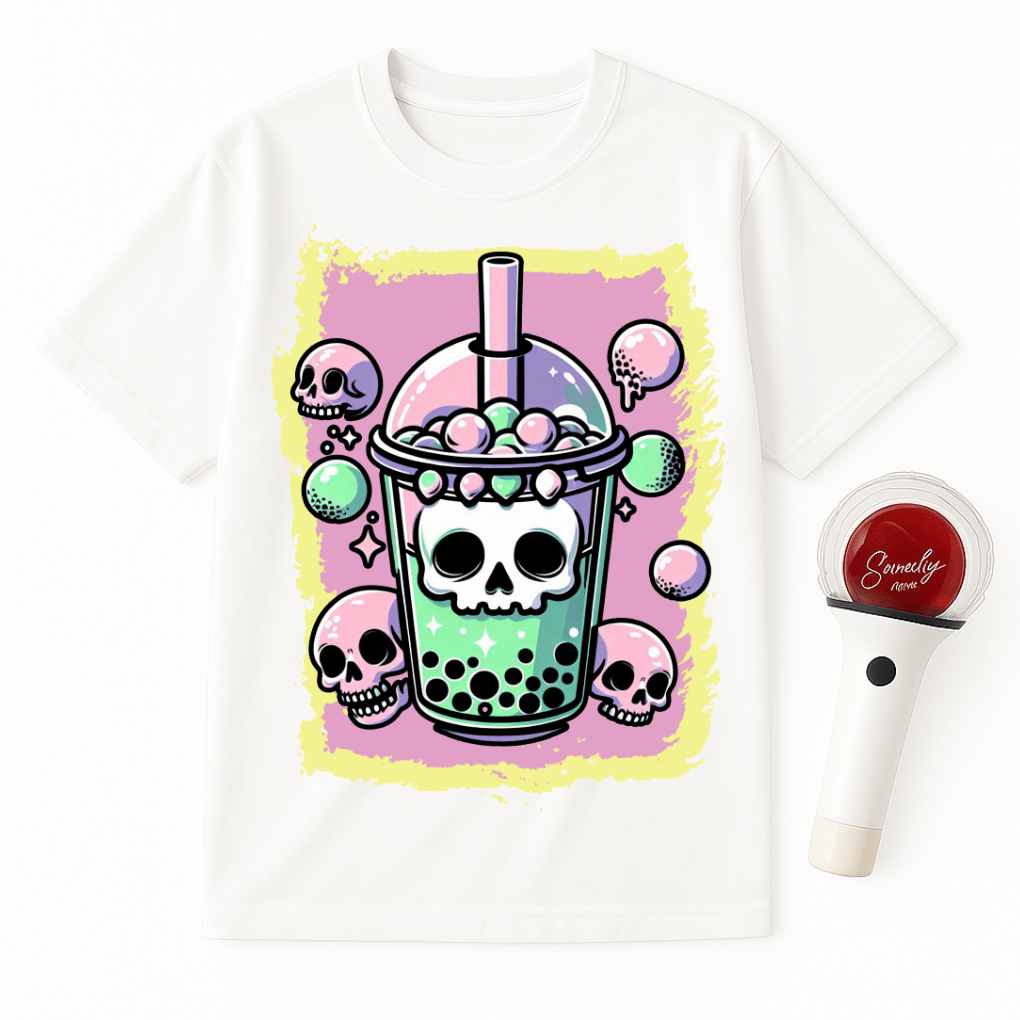 SKULL BOBA TEA PASTEL GOTH UNISEX T-SHIRT