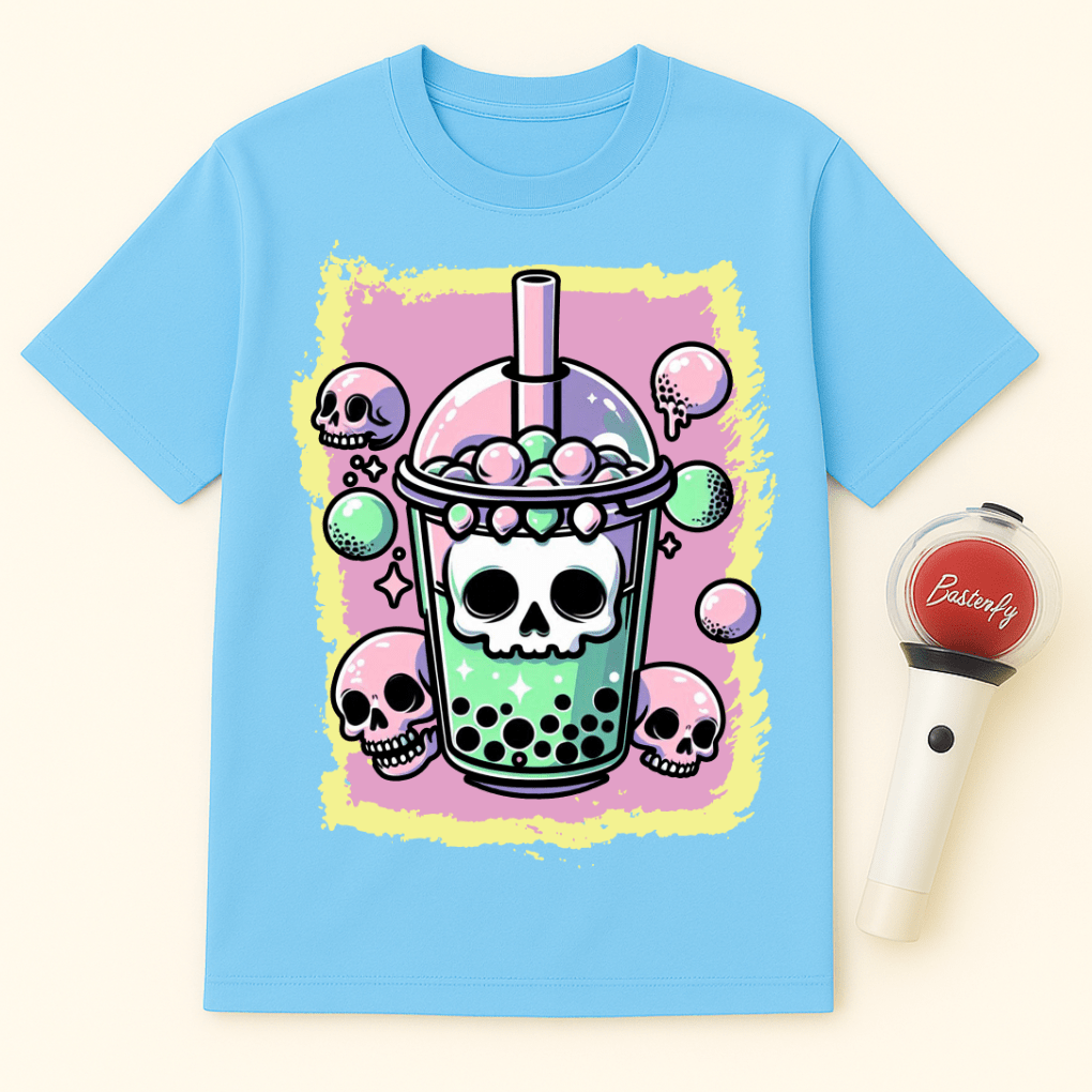 SKULL BOBA TEA PASTEL GOTH UNISEX T-SHIRT
