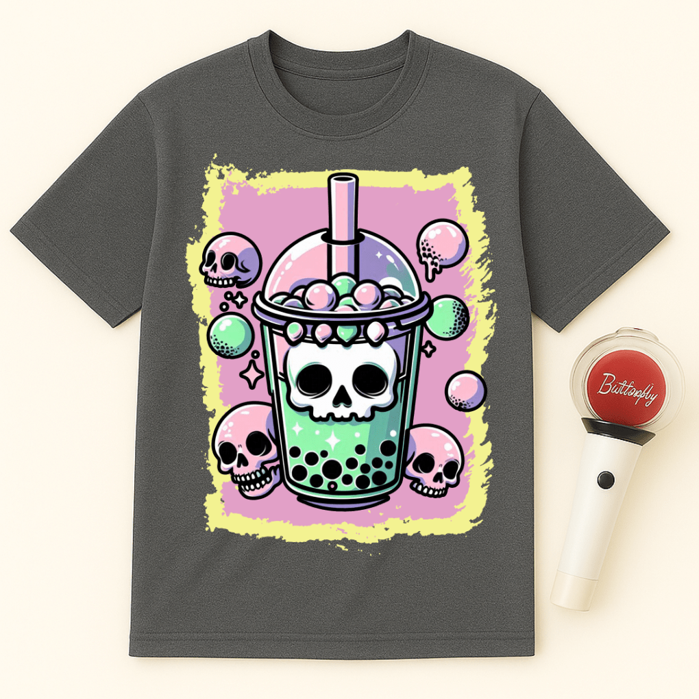 SKULL BOBA TEA PASTEL GOTH UNISEX T-SHIRT