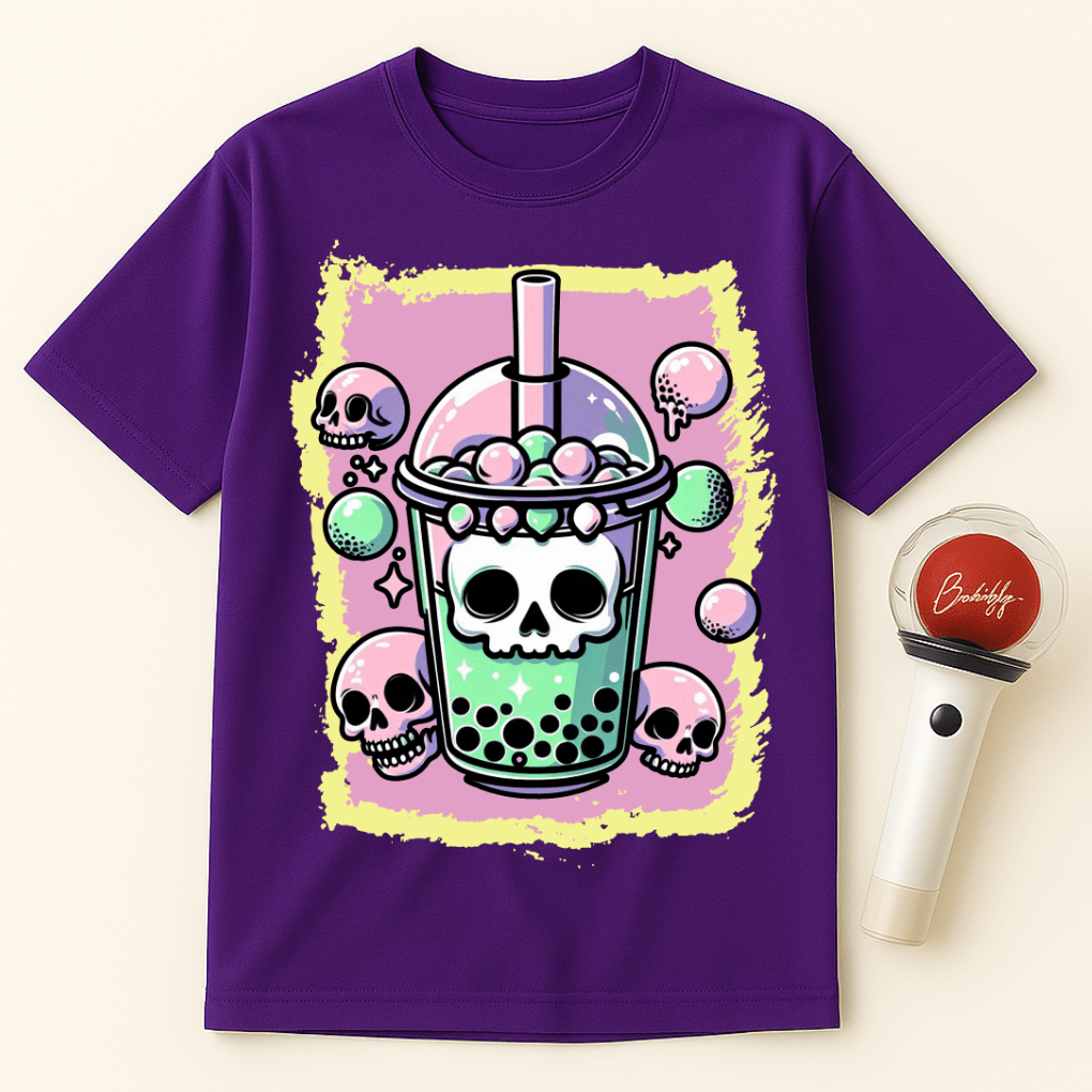 SKULL BOBA TEA PASTEL GOTH UNISEX T-SHIRT