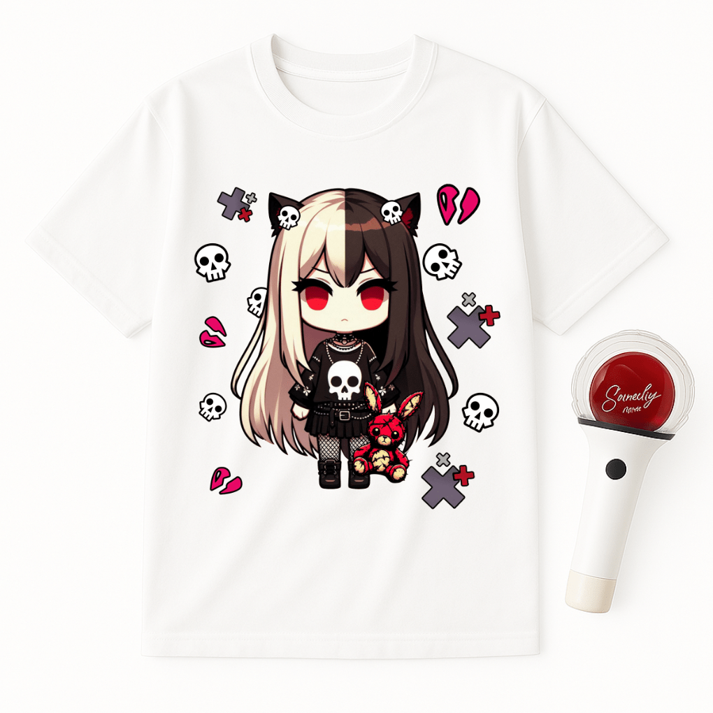 GOTH GIRL RED EYES UNISEX T-SHIRT