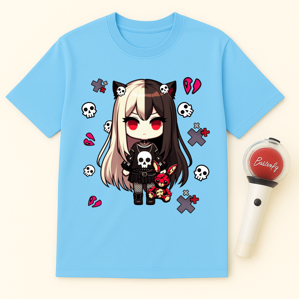 GOTH GIRL RED EYES UNISEX T-SHIRT