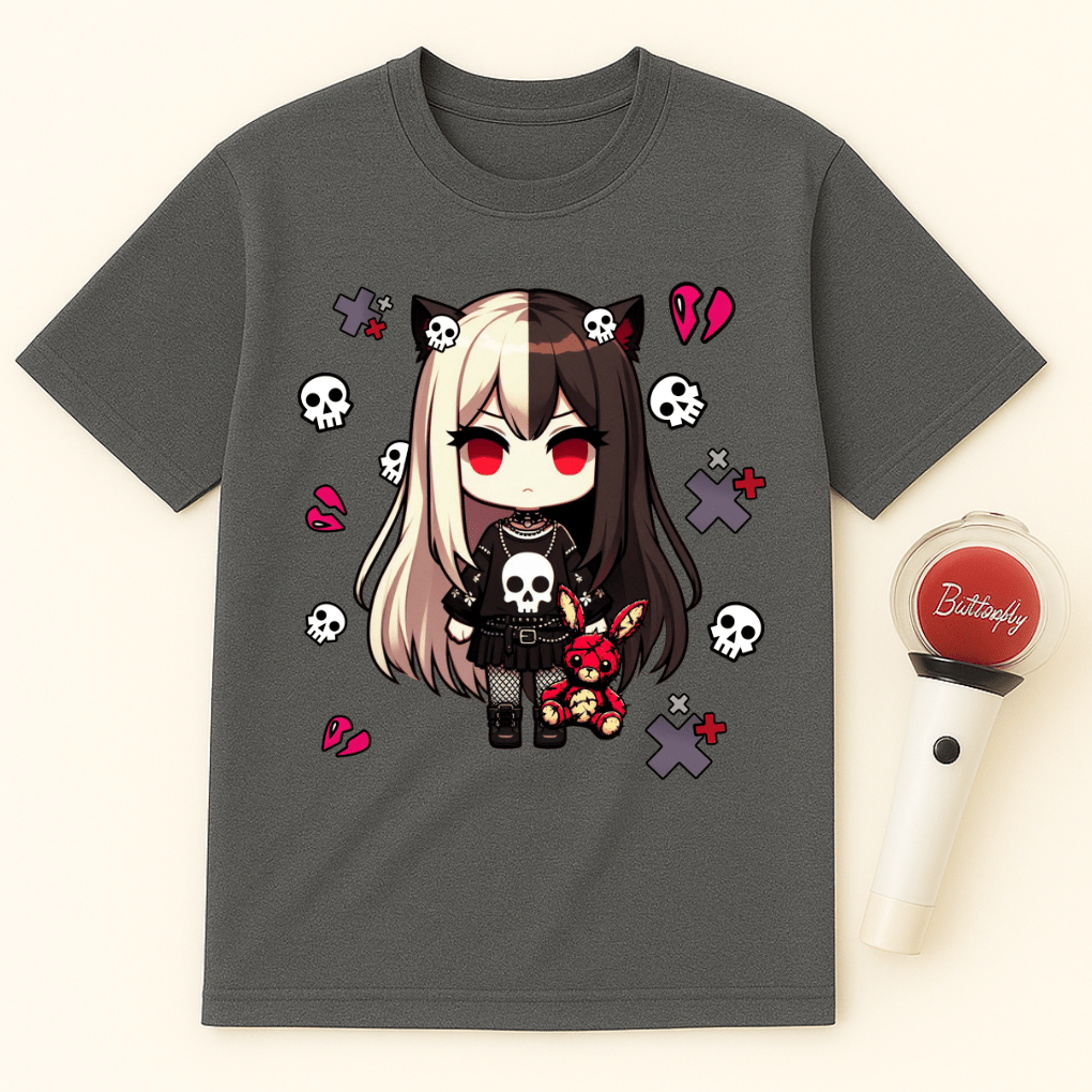 GOTH GIRL RED EYES UNISEX T-SHIRT