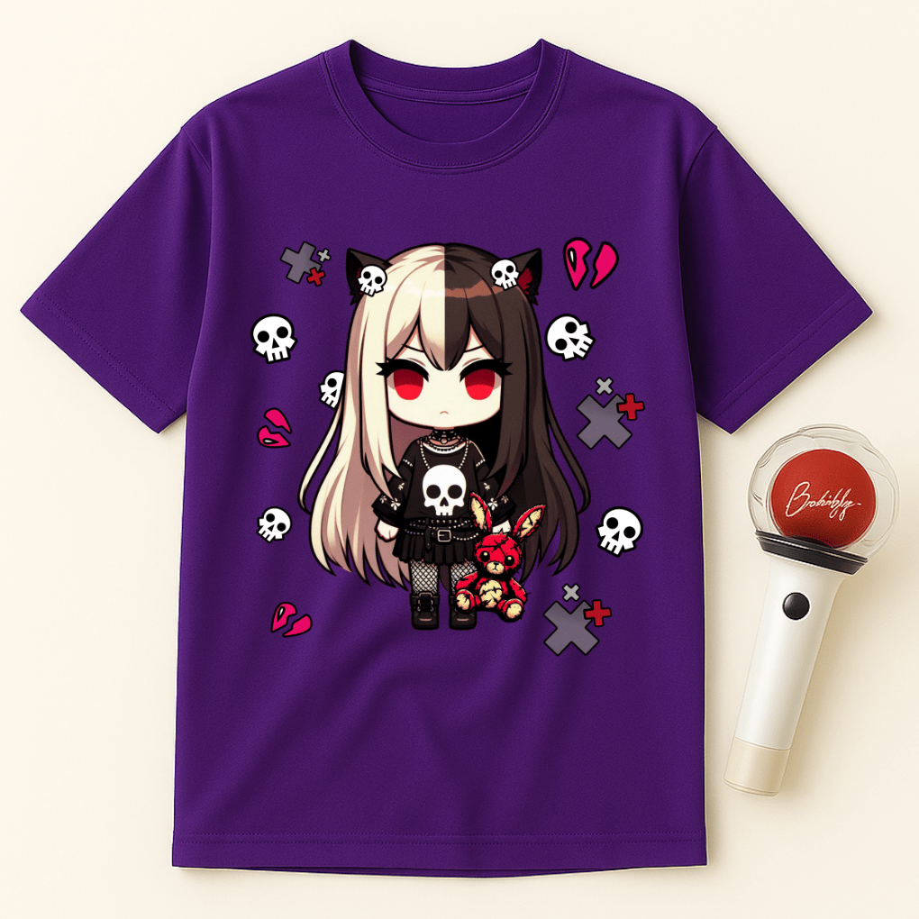 GOTH GIRL RED EYES UNISEX T-SHIRT