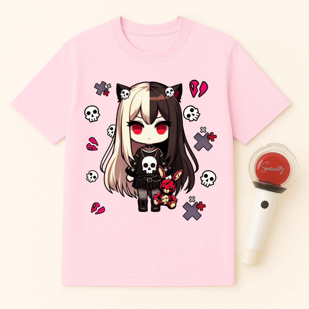 GOTH GIRL RED EYES UNISEX T-SHIRT