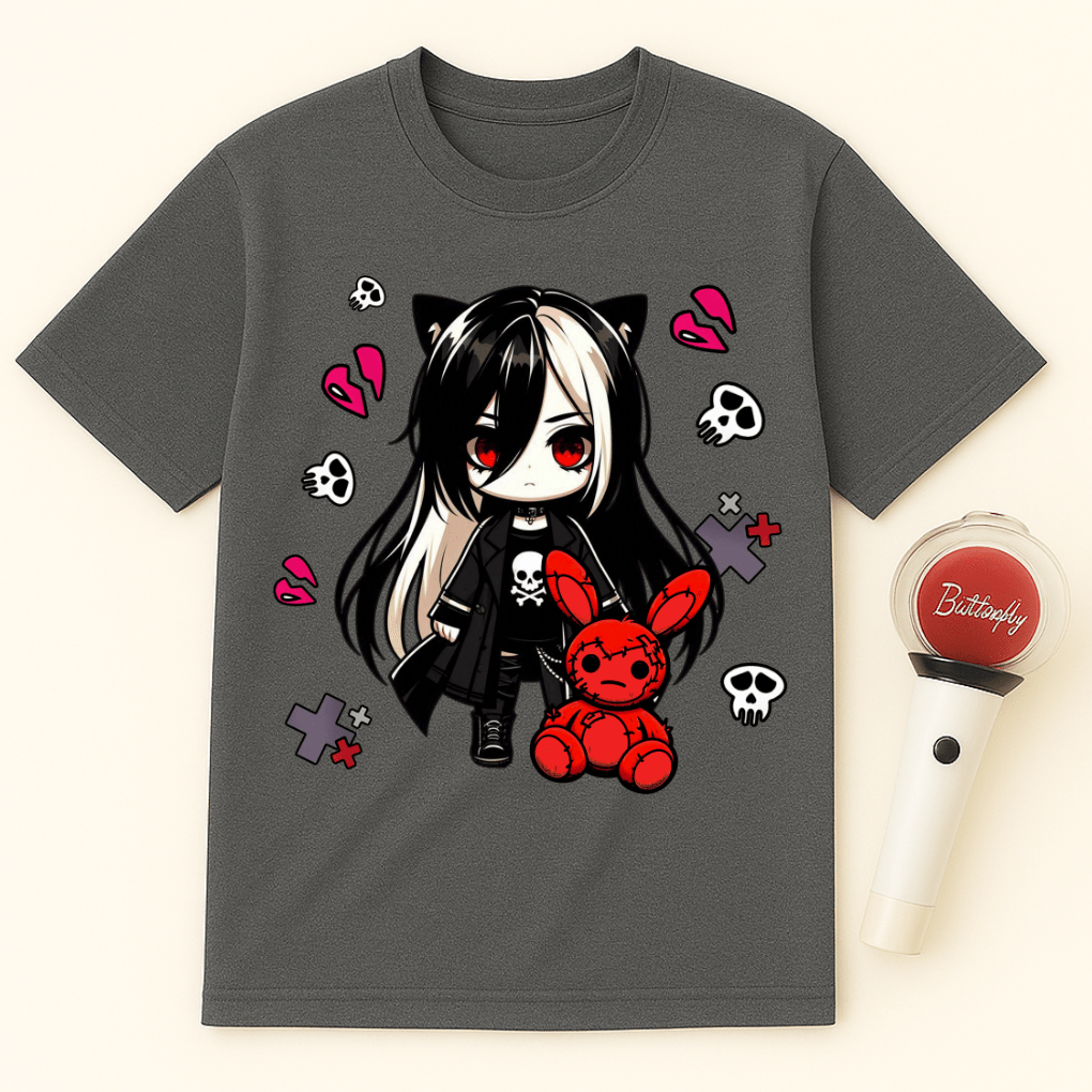GOTH GIRL RED STUFFED BUNNY UNISEX T-SHIRT