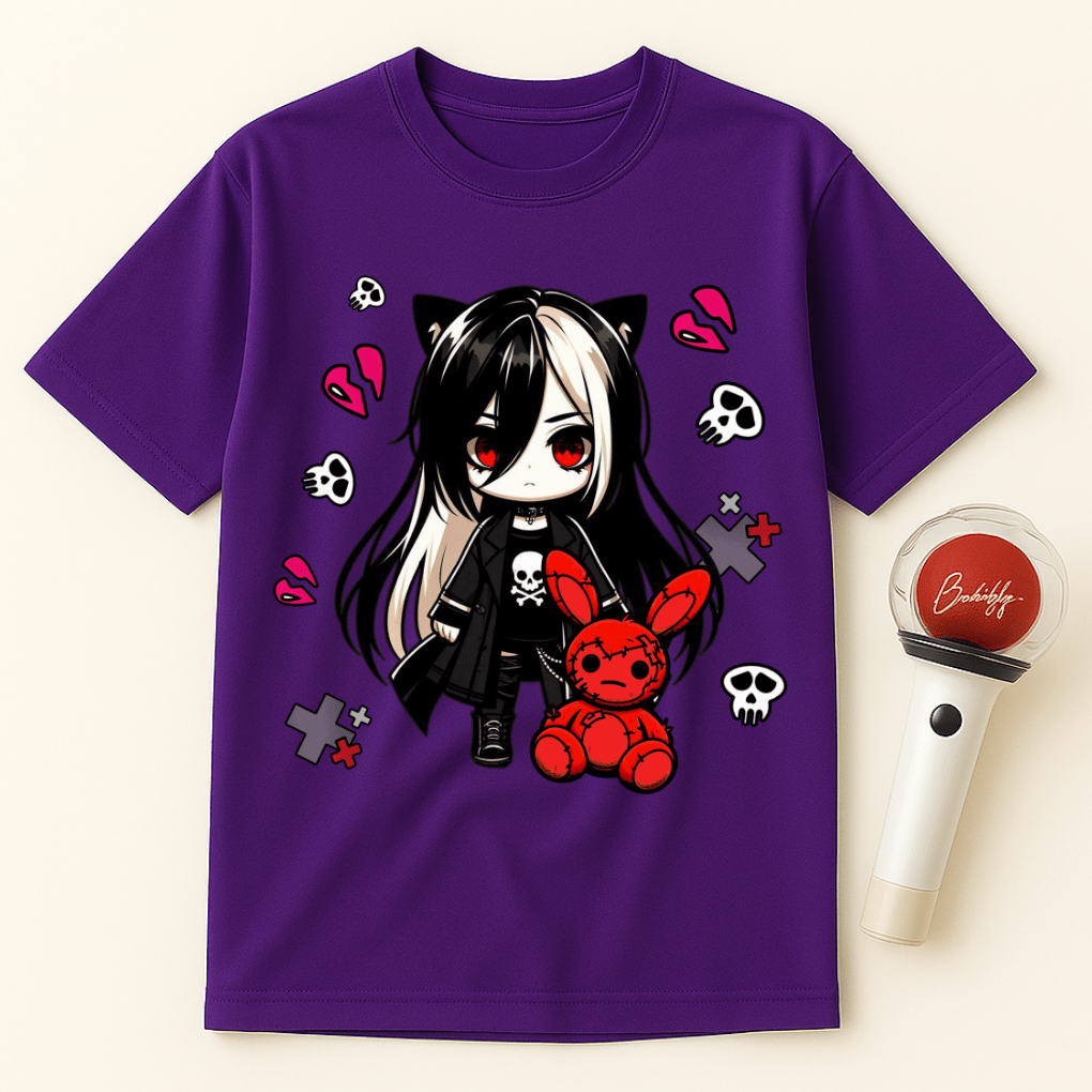 GOTH GIRL RED STUFFED BUNNY UNISEX T-SHIRT