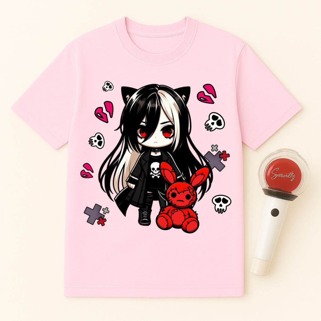 GOTH GIRL RED STUFFED BUNNY UNISEX T-SHIRT