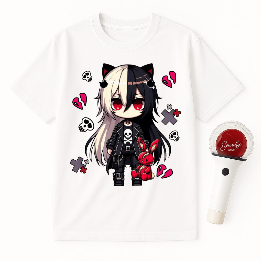 GOTH GIRL SKULL BUNNY UNISEX T-SHIRT