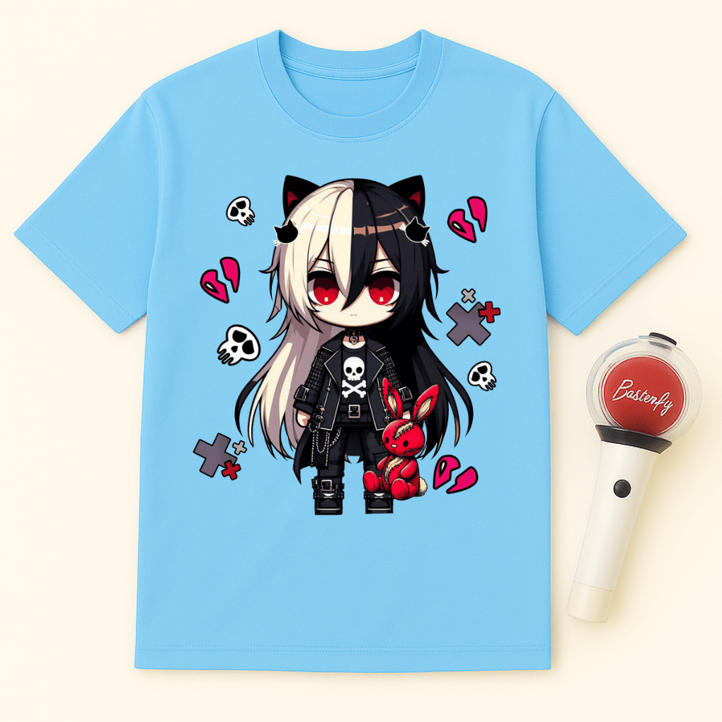 GOTH GIRL SKULL BUNNY UNISEX T-SHIRT